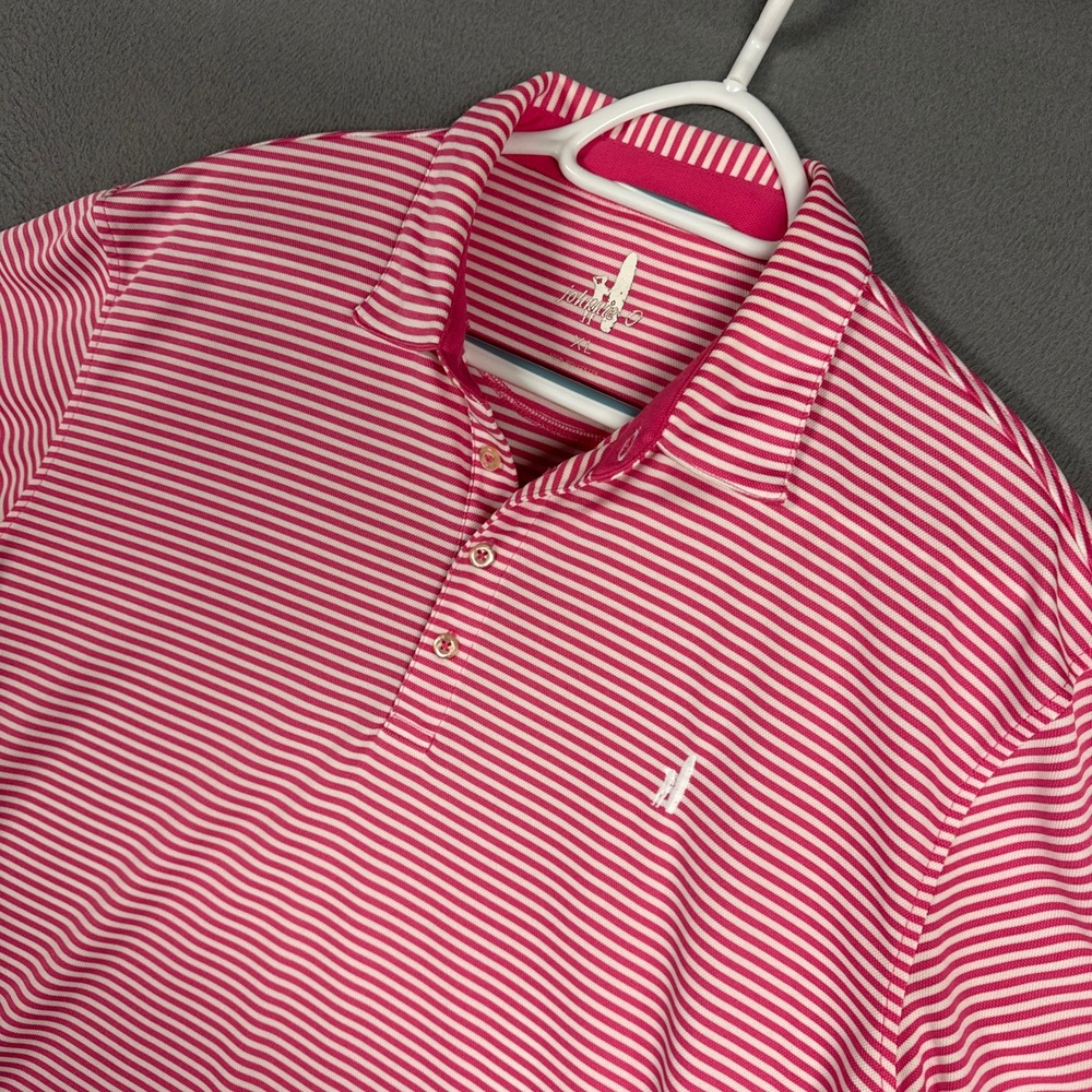 Johnnie-O Polo Shirt Mens XL Pink Striped Short Sleeve Performance Stretch Golf